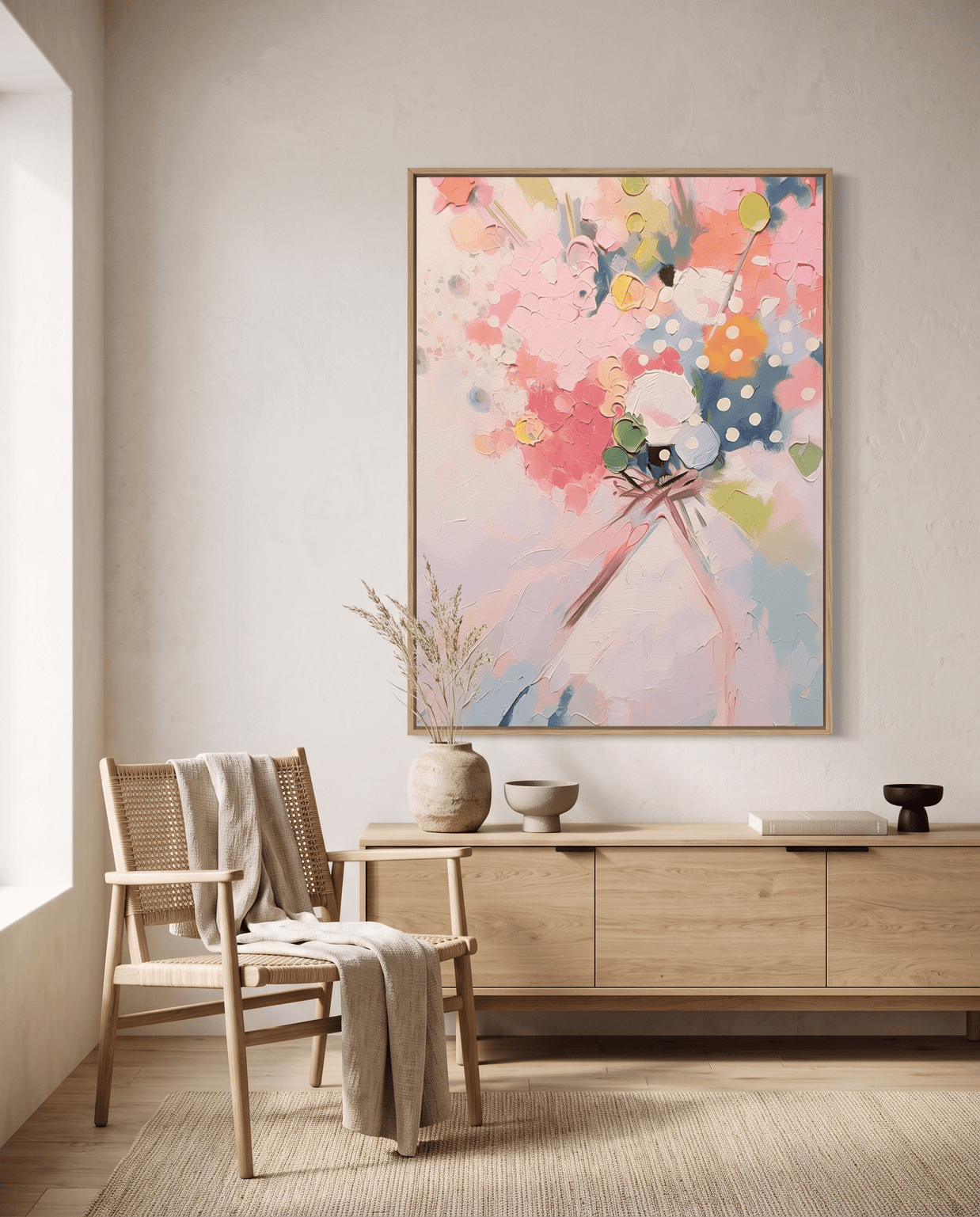 Zacht Bloemenboeket – Abstract Pastel Schilderij - Volsani