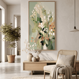 Zacht Bloemenboeket – Sage & Perzik Schilderij - Volsani