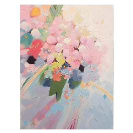 Zacht Pastel Bloemenboeket – Abstract Schilderij (Roze) - Volsani
