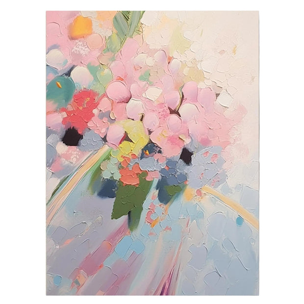 Zacht Pastel Bloemenboeket – Abstract Schilderij (Roze) - Volsani