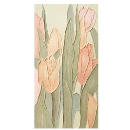 Zachte Tulpen – Getextureerd Bloemschilderij (Perzik & Sage) - Volsani