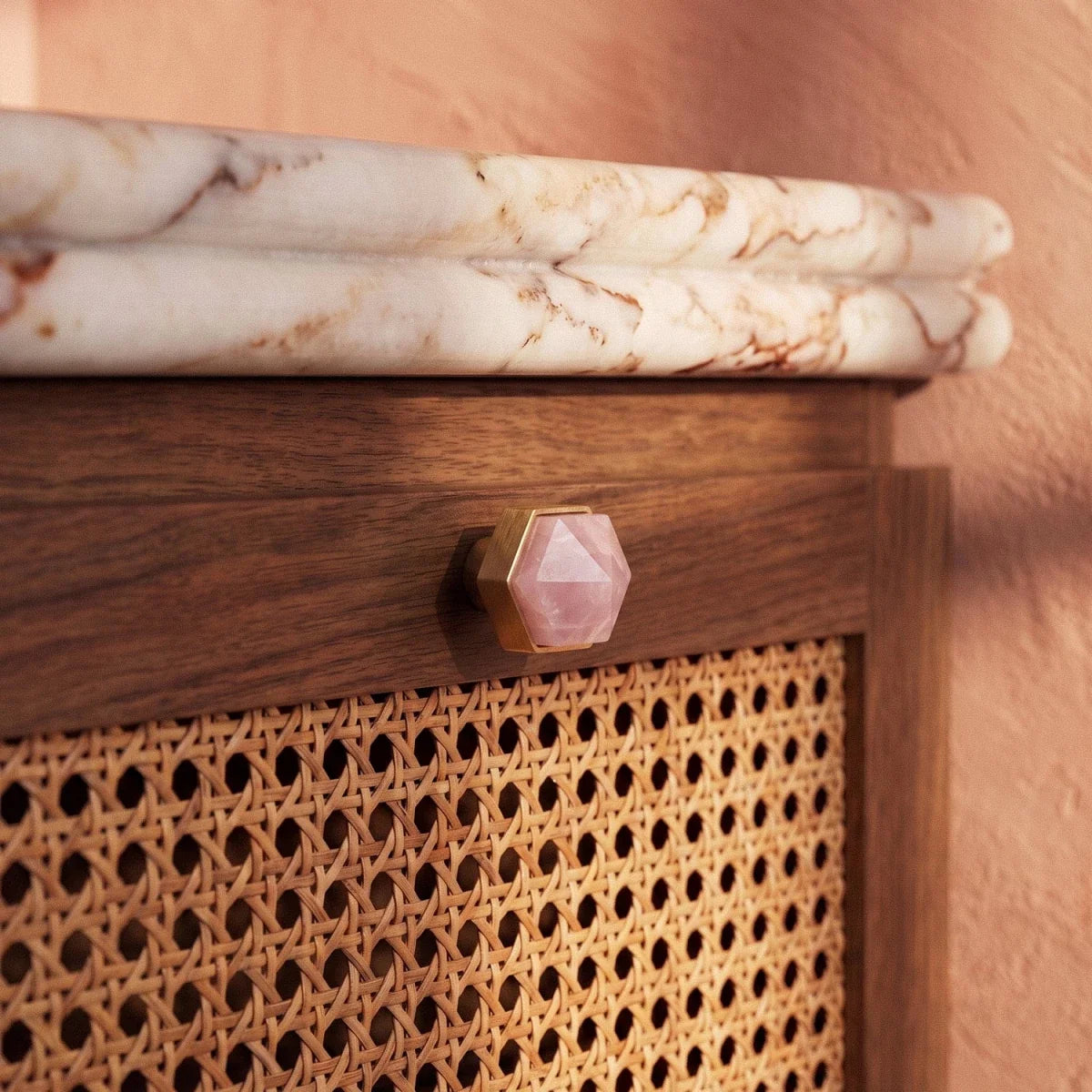 Crystal Cabinet Knobs & Drawer Pull Bars, Elegant Kitchen & Dresser Hardware, White & Pink Crystal, Set of 2, 1.14-12.6in