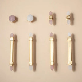 Crystal Cabinet Knobs & Drawer Pull Bars, Elegant Kitchen & Dresser Hardware, White & Pink Crystal, Set of 2, 1.14-12.6in