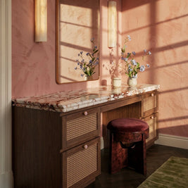 Crystal Cabinet Knobs & Drawer Pull Bars, Elegant Kitchen & Dresser Hardware, White & Pink Crystal, Set of 2, 1.14-12.6in