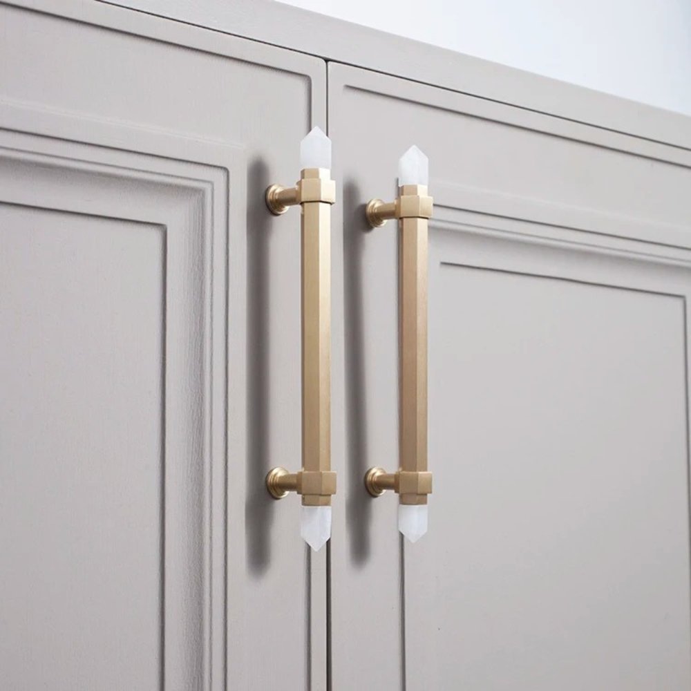 Crystal Cabinet Knobs & Drawer Pull Bars, Elegant Kitchen & Dresser Hardware, White & Pink Crystal, Set of 2, 1.14-12.6in