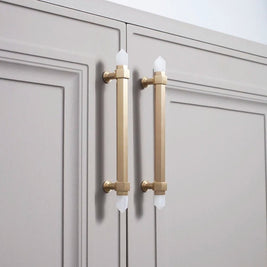 Crystal Cabinet Knobs & Drawer Pull Bars, Elegant Kitchen & Dresser Hardware, White & Pink Crystal, Set of 2, 1.14-12.6in