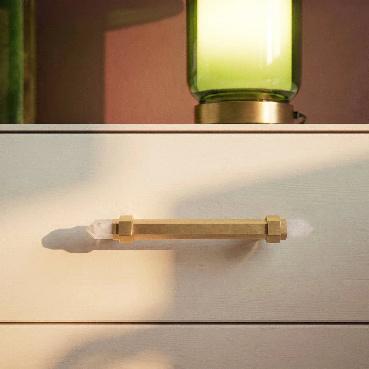 Crystal Cabinet Knobs & Drawer Pull Bars, Elegant Kitchen & Dresser Hardware, White & Pink Crystal, Set of 2, 1.14-12.6in