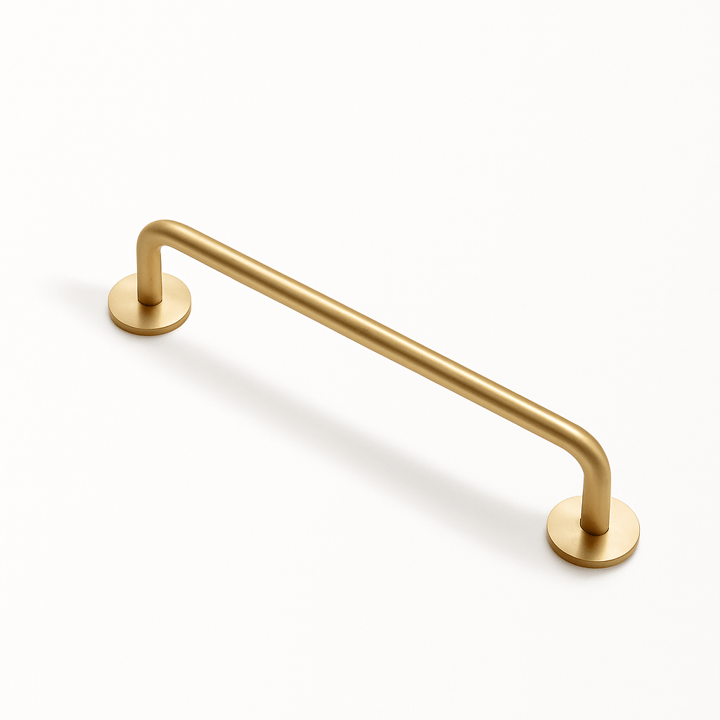 Gold-Finish Elongated Drawer Pulls, Modern Kitchen & Wardrobe Hardware, With or Without Baseplate, Set of 2, 3.8-15.7in