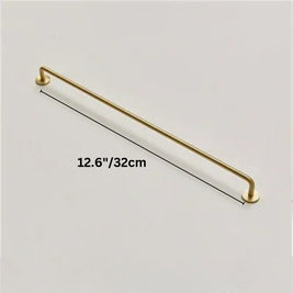 Gold-Finish Elongated Drawer Pulls, Modern Kitchen & Wardrobe Hardware, With or Without Baseplate, Set of 2, 3.8-15.7in