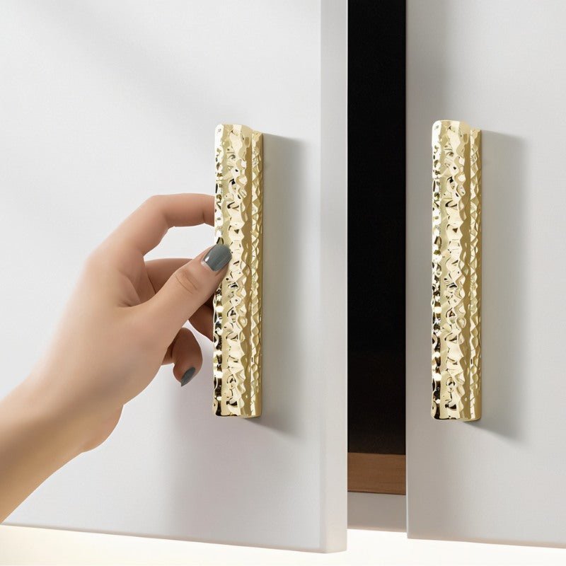 Hammered Zinc Alloy Drawer Pulls, Modern Kitchen & Wardrobe Hardware, Black Gold & Gray Tones, Set of 2 Pieces, 1.2-12.5in Hole Spacing