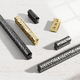 Hammered Zinc Alloy Drawer Pulls, Modern Kitchen & Wardrobe Hardware, Black Gold & Gray Tones, Set of 2 Pieces, 1.2-12.5in Hole Spacing