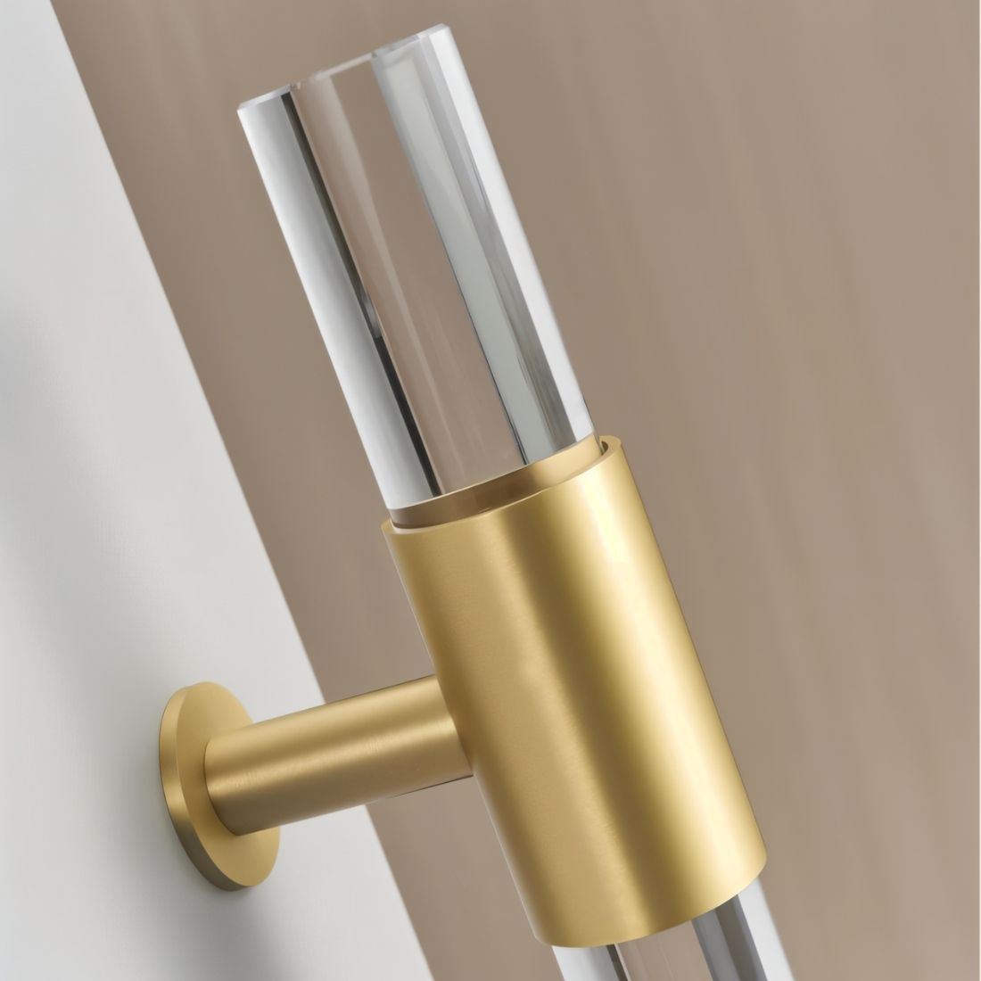 Acrylic & Brass Double-Sided Door Pull, Modern Entry & Glass Door Hardware, Symmetrical Profile, Single or Double Configuration, 19.7in