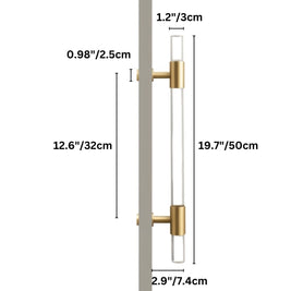 Acrylic & Brass Double-Sided Door Pull, Modern Entry & Glass Door Hardware, Symmetrical Profile, Single or Double Configuration, 19.7in