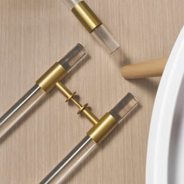 Acrylic & Brass Double-Sided Door Pull, Modern Entry & Glass Door Hardware, Symmetrical Profile, Single or Double Configuration, 19.7in