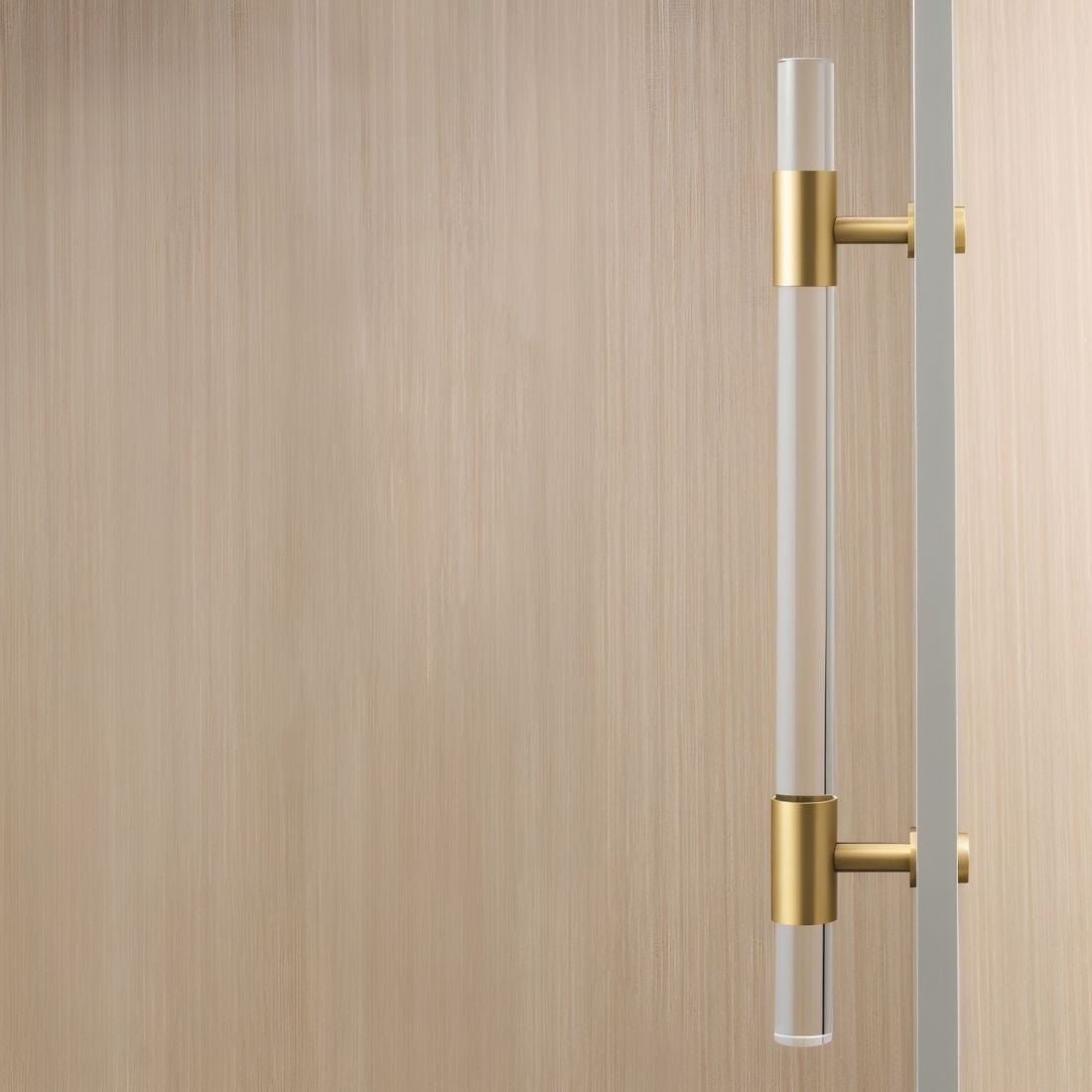 Acrylic & Brass Double-Sided Door Pull, Modern Entry & Glass Door Hardware, Symmetrical Profile, Single or Double Configuration, 19.7in