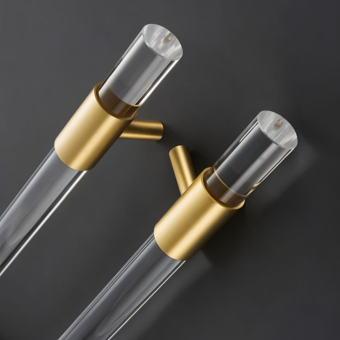 Acrylic & Brass Double-Sided Door Pull, Modern Entry & Glass Door Hardware, Symmetrical Profile, Single or Double Configuration, 19.7in