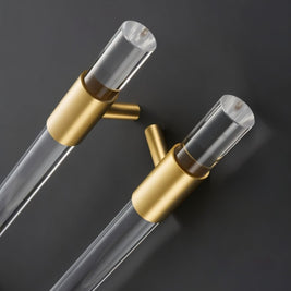 Acrylic & Brass Double-Sided Door Pull, Modern Entry & Glass Door Hardware, Symmetrical Profile, Single or Double Configuration, 19.7in