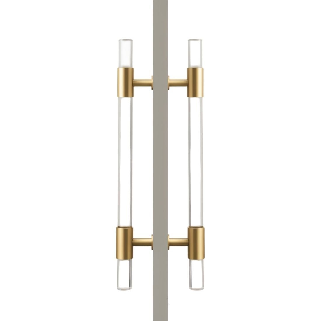 Acrylic & Brass Double-Sided Door Pull, Modern Entry & Glass Door Hardware, Symmetrical Profile, Single or Double Configuration, 19.7in