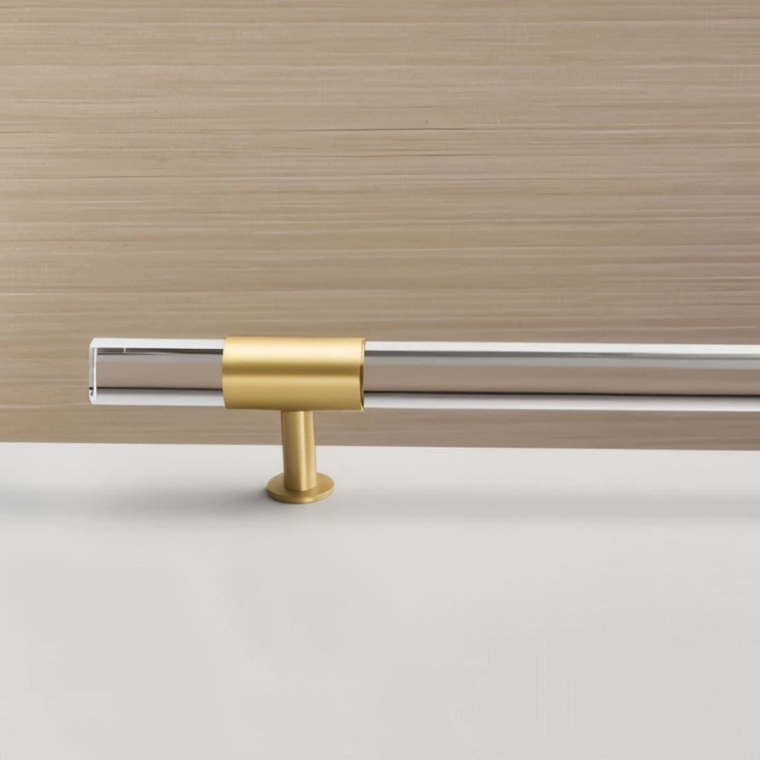 Acrylic & Brass Double-Sided Door Pull, Modern Entry & Glass Door Hardware, Symmetrical Profile, Single or Double Configuration, 19.7in