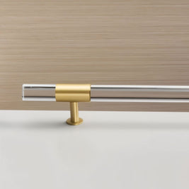 Acrylic & Brass Double-Sided Door Pull, Modern Entry & Glass Door Hardware, Symmetrical Profile, Single or Double Configuration, 19.7in